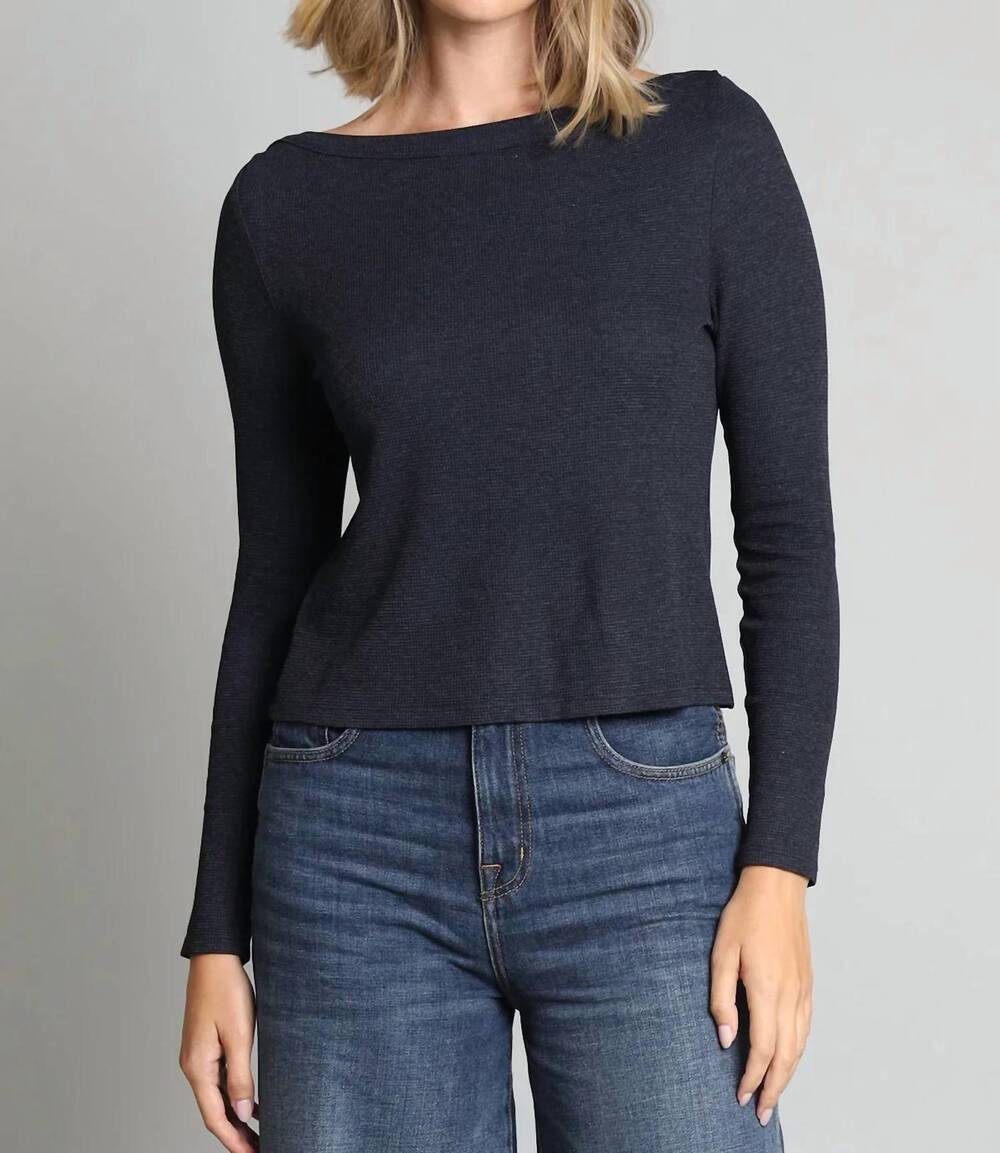 NEW LOLA & SOPHIE waffle knit tee in navy